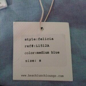 Beach Lunch Lounge Collection Women's L/S Dress Felicia Blue Small Swim Cover